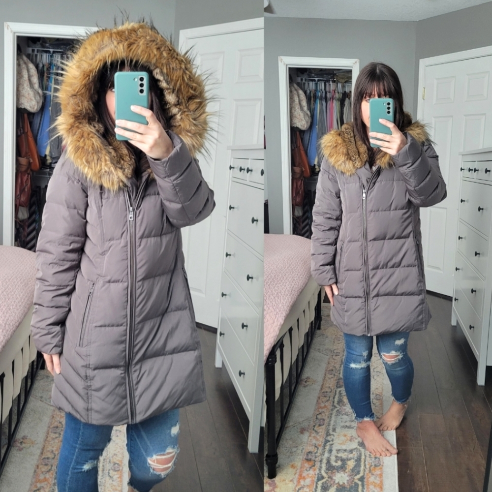 NWOT Cole Haan Taupe Hooded Down Puffer Coat